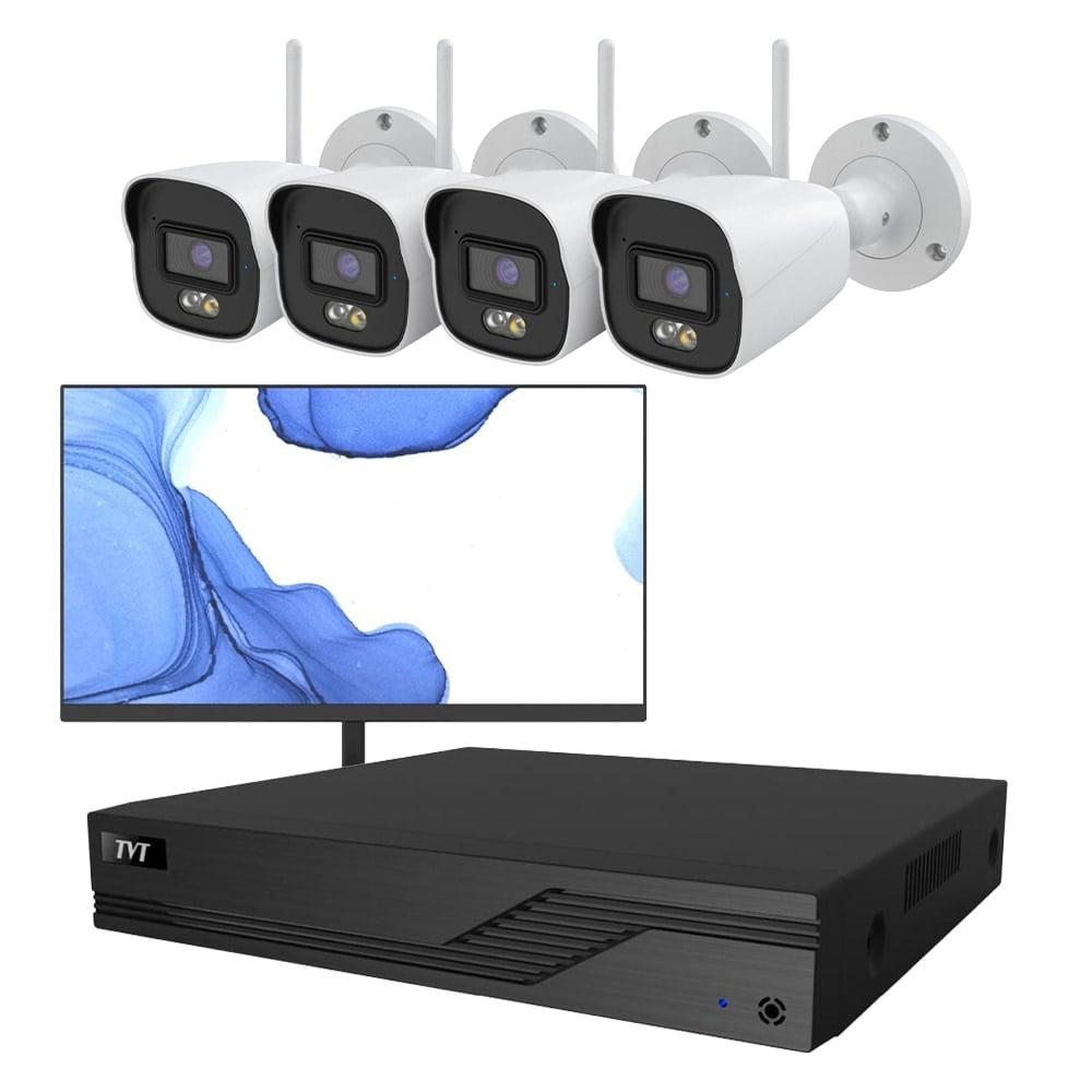 Комплект IP-відеоспостереження на 4 камери з монітором TVT IP-Video Kit 4x5MP (B) WiFi Monitor: 4 циліндричних 5MP WiFi відеокамери, фото 1