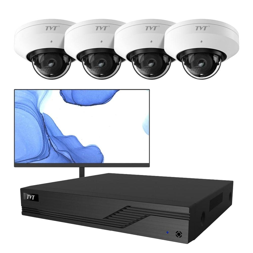 Комплект IP-відеоспостереження на 4 камери з монітором TVT IP-Video Kit 4x5MP (D) WiFi Monitor: 4 купольні 5Mp WiFi відеокамери +, фото 1