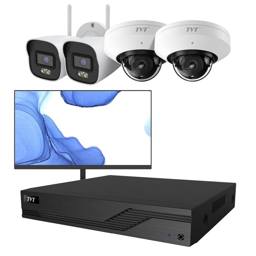 Комплект IP-відеоживлення на 4 камери з монітором TVT IP-Video Kit 4x5MP (D/B) WiFi Monitor: 2 циліндричних 5Mp WiFi, фото 1