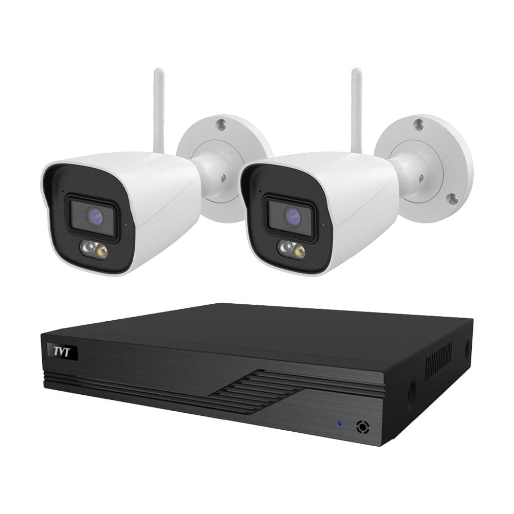 Комплект IP-відеоспостереження на 2 камери TVT IP-Video Kit 2x5MP (B) WiFi: 2 циліндричні 5MP Wi-Fi відеокамери + 4-канальний 8Mp, фото 1