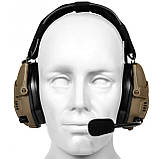 Тактичні Активні Універсальні Навушники HD-16 з Кріпленням 'Чебурашки' Койот, фото 2