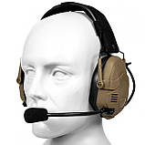 Тактичні Активні Універсальні Навушники HD-16 з Кріпленням 'Чебурашки' Койот, фото 4
