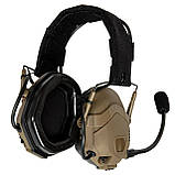 Тактичні Активні Універсальні Навушники HD-16 з Кріпленням 'Чебурашки' Койот, фото 6