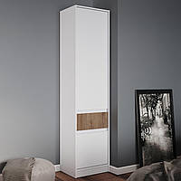 Шафа-пенал закрита з полицями та шухлядою Еверест Стайл-500 50х39х203 см Німфея Альба (білий)/Канелла (DTM-073573)