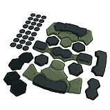 Комплект (протиударних подушок + подушечки + ударні накладки + прокладки + Velcro липучки) для шолома FAST/MICH Хаки, фото 2