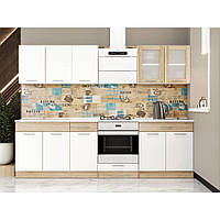 Кухня модульна Еверест Еко набір №4 дуб сонома/німфея альба (білий) 2,6 м стільниця Скай (DTM-071062)