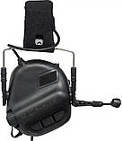 Активні тактичні Електроні навушники EARMOR M32 з Універсальним кріпленням Чорні, фото 4