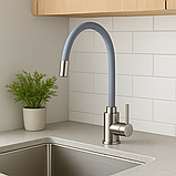 Змішувач для кухні з гнучким виливом  Сірий (Чехія), фото 6