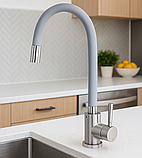 Змішувач для кухні з гнучким виливом  Сірий (Чехія), фото 3