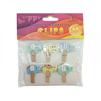 Дерев'яні декоративні затискачі, 6 шт.