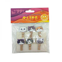 Дерев'яні декоративні затискачі, 6 шт.