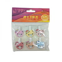 Дерев'яні декоративні затискачі, 6 шт.