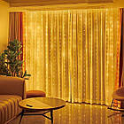 Гірлянда USB Штора "Роса" 3х2 метри 200 LED 8 режимів світіння Теплий білий, фото 4