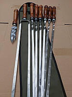 Набір шампурів у чохлі 6 шт + подвійний шампур + багатофункціональний ніж