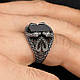Каблучка срібляста вінтажна для чоловіків чотири змії з чорним прямокутним фіанітом готика антична 19.5 розмір IgnisFlos892, фото 2