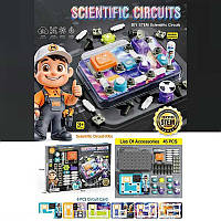 Електронний конструктор 77-54 K (24) 45 елементів, підсвічування, радар, 3 види перемикачів, 6 карток із прикладами, основа для