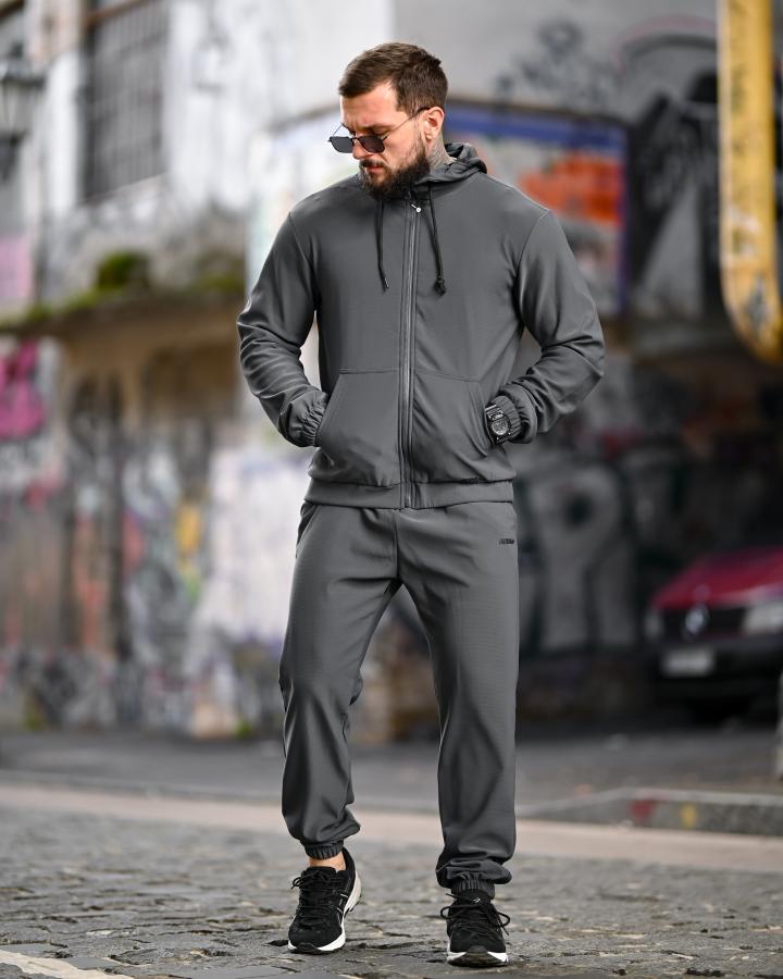 Чоловічий зимовий костюм RENGER grey з капюшоном дайвінг-спорт на велюрі ВТ6812 ТМ, фото 1