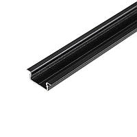 Врізний 2м чорний алюмінієвий профіль з матовим розсіювачем для LED стрічки