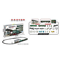 Залізниця 22915 (12/2)  залізнична колія, залізнична станція, локомотив, 2 вагони, підсвічування, звуки, в коробці