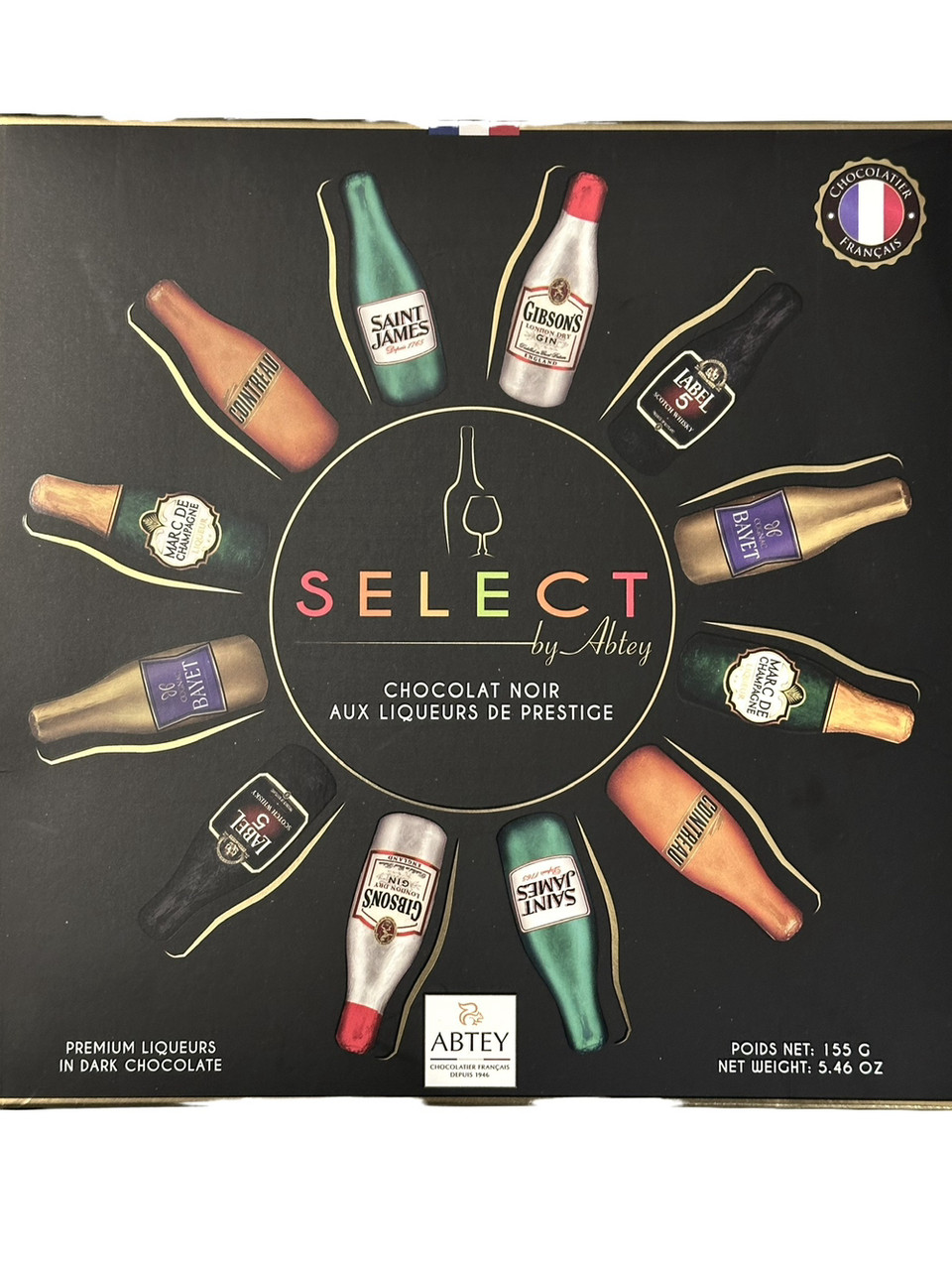 Шоколадний набір бутилочок Abtey Select Chocolat Noir  коробка 155г