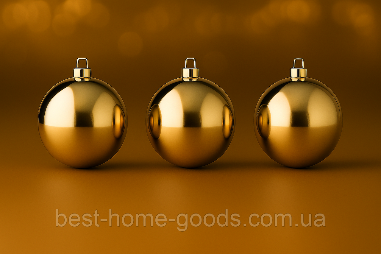 Набір ялинкових кульок Ø 12 см, 3 шт, пластик глянцеві — святковий набір різних фактур, фото 1