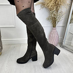 Ботфорти замшеві зимові, колір коричневий. 39 розмір