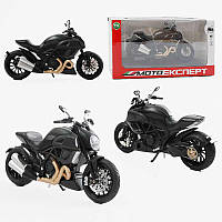 Мотоцикл BG 11-214 (48/2) "Мото Експерт", металопластик, масштаб 1:12, прогумовані колеса, підсвічування, звук, амортизація,