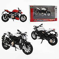 Мотоцикл BG 12-854 (48/2) "Мото Експерт", 2  кольори, металопластик,   масштаб 1:12, прогумовані колеса, підсвічування, звук,