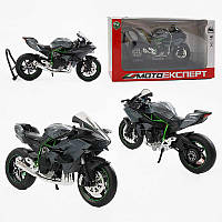 Мотоцикл BG 26-102 (48/2) "Мото Експерт", металопластик, масштаб 1:12, прогумовані колеса, підсвічування, звук, амортизація,