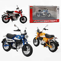 Мотоцикл BG 34-733 (48/2) "Мото Експерт", 3 кольори, металопластик, масштаб 1:12,  прогумовані колеса, підсвічування, амортизація,