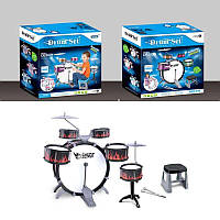 Барабанна установка L 651 (12) стільчик, 5 барабанів, 1 барабан із педаллю, 2 палички, 2 металевих диски, в коробці