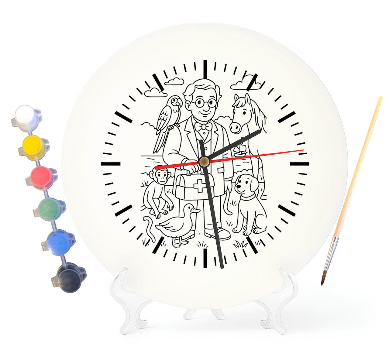 Дитячий набір для творчості годинник-розмальовка Доктор Дуліттл (за мотивами книги Г'ю Лофтінг) 30 см (Г0004), фото 1