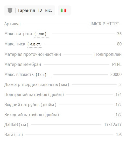 Мембранний пневмонасос MICROBOXER PP+PTFE