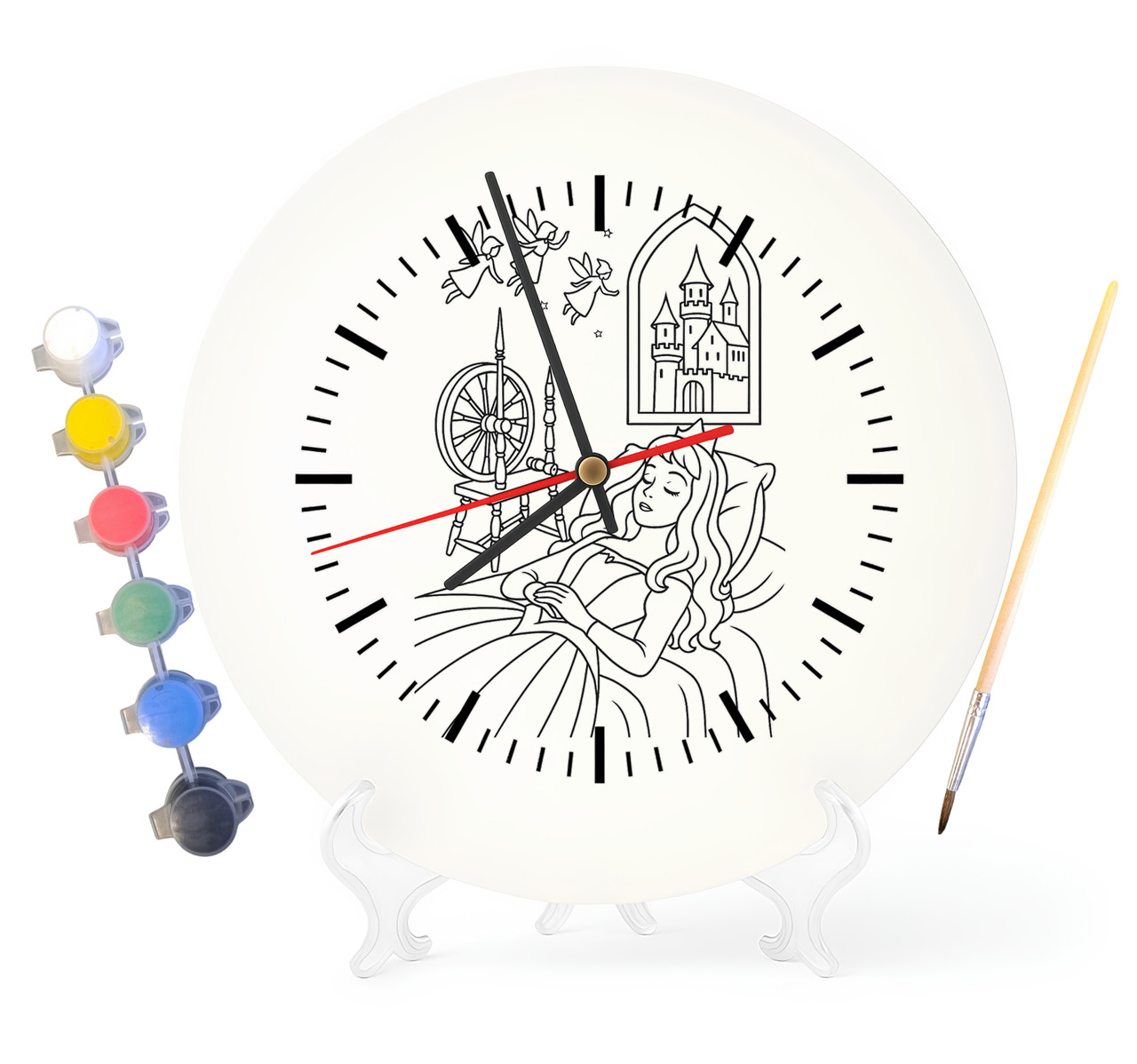 Дитячий набір для творчості годинник-розмальовка Спляча красуня (за мотивами казки Шарля Перро) 30 см (Г0007), фото 1
