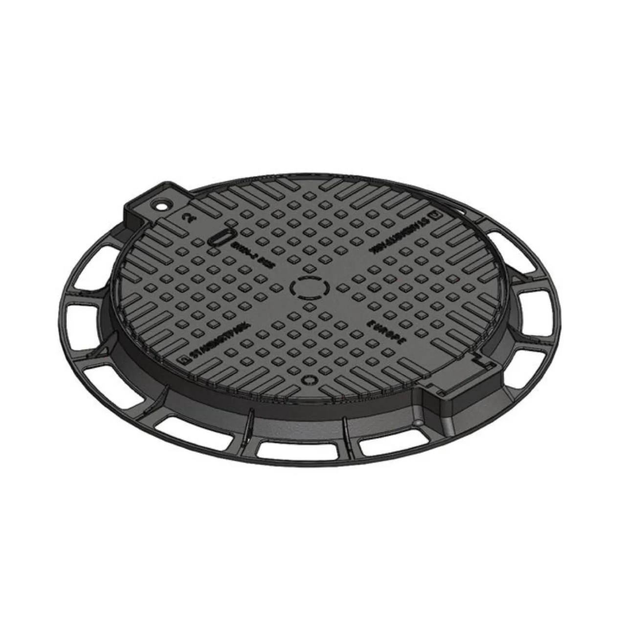 Люк чавунний D800 DN600 круглий середній з замком B125