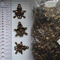 Метал. підвіска "Три Черепа" бронза, 150 шт. в уп.