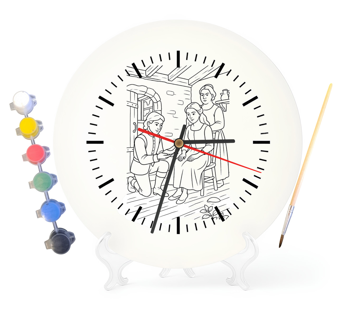 Дитячий набір для творчості годинник-розмальовка Попелюшка (за мотивами казки Шарль Перро) 30 см (Г0012), фото 1