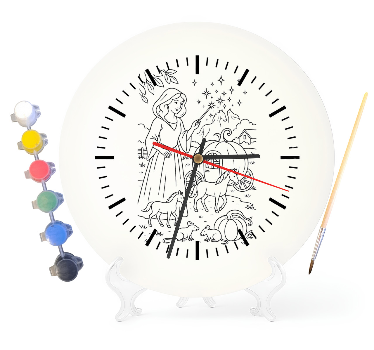 Дитячий набір для творчості годинник-розмальовка Попелюшка (за мотивами казки Шарль Перро) 30 см (Г0013), фото 1