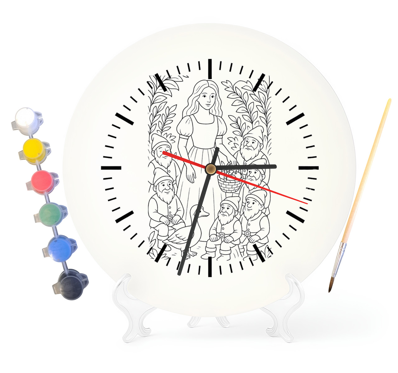 Дитячий набір для творчості годинник-розмальовка Білосніжка (за мотивами казки братів Грімм) 30 см (Г0014), фото 1