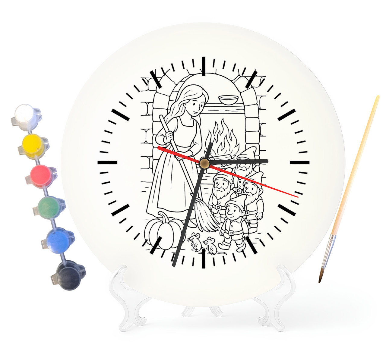 Дитячий набір для творчості годинник-розмальовка Білосніжка (за мотивами казки братів Грімм) 30 см (Г0015), фото 1