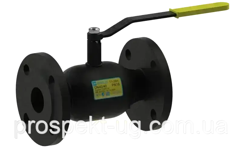 Кран 11с36п Ду40/40 ру16 кульовий сталевий повнопрохідний фланцевий Breeze, фото 1