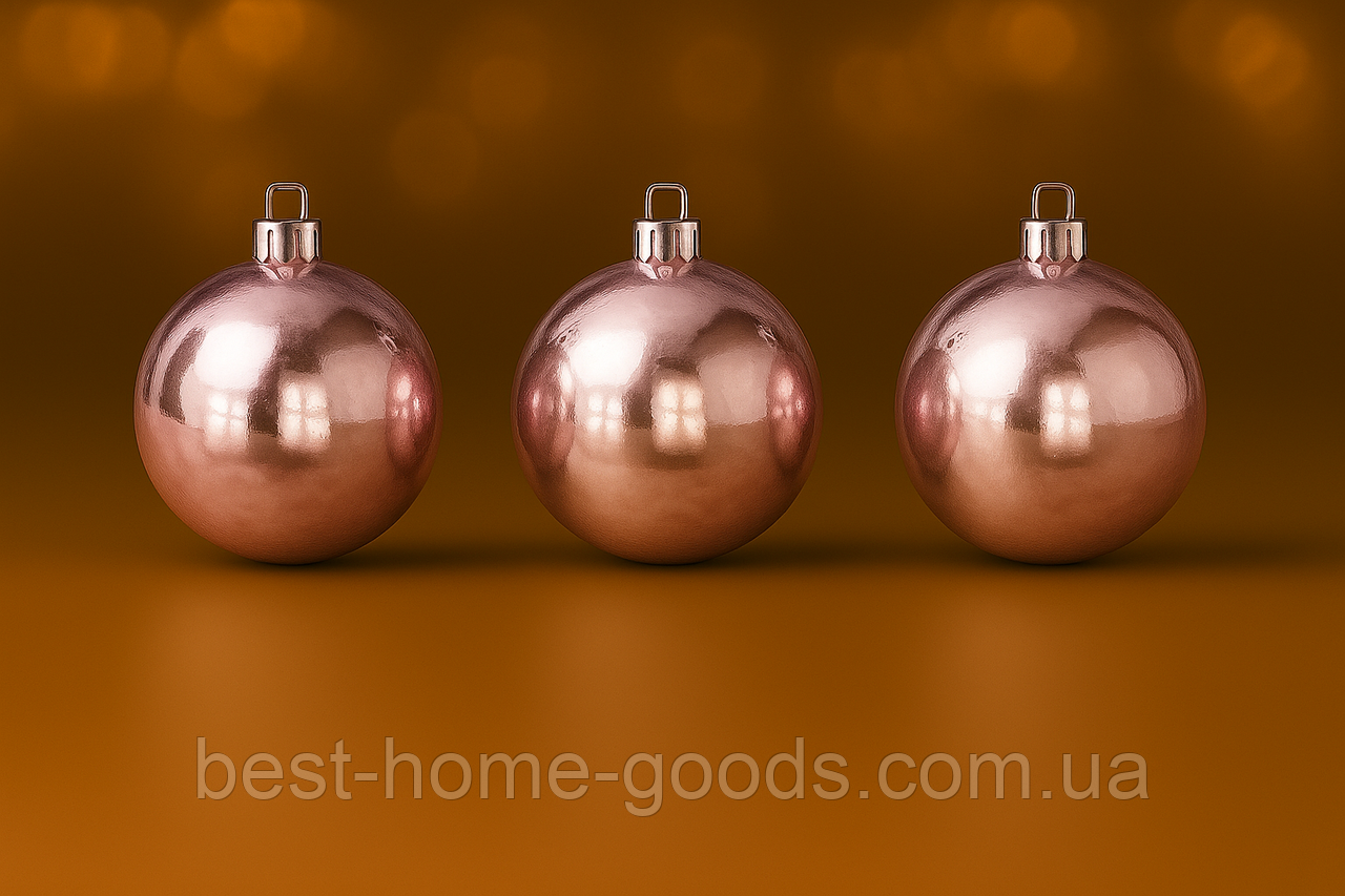 Набір глянцевих новорічних куль Ø10 см (6 шт) — яскравий святковий декор із пластиковим покриттям гальваніка, 9 трендових кольорів, фото 1