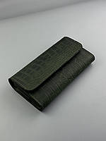 Шкіряний гаманець клатч SOPHIE зелений (тиснення рептилія)