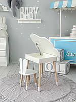 Дитячий столик-тучка з відкидним верхом 54х68х50, стіл для дитячої кімнати, білий, фото 4