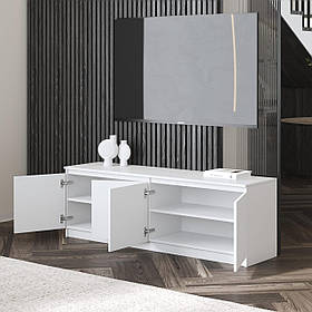Тумба під телевізор на 4 двері з ламінованого ДСП Містка тумба під телевізор у вітальню або спальню 160 см
