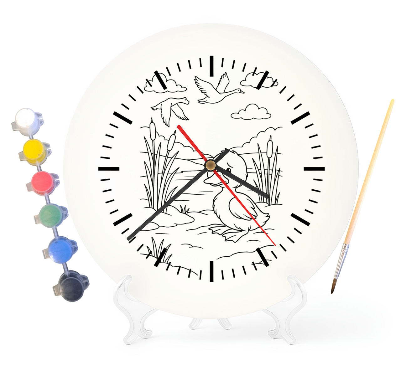 Дитячий набір для творчості годинник-розмальовка Гидке каченя (за мотивами книги Ганса Крістіана Андерсена) 30 см (Г0017), фото 1