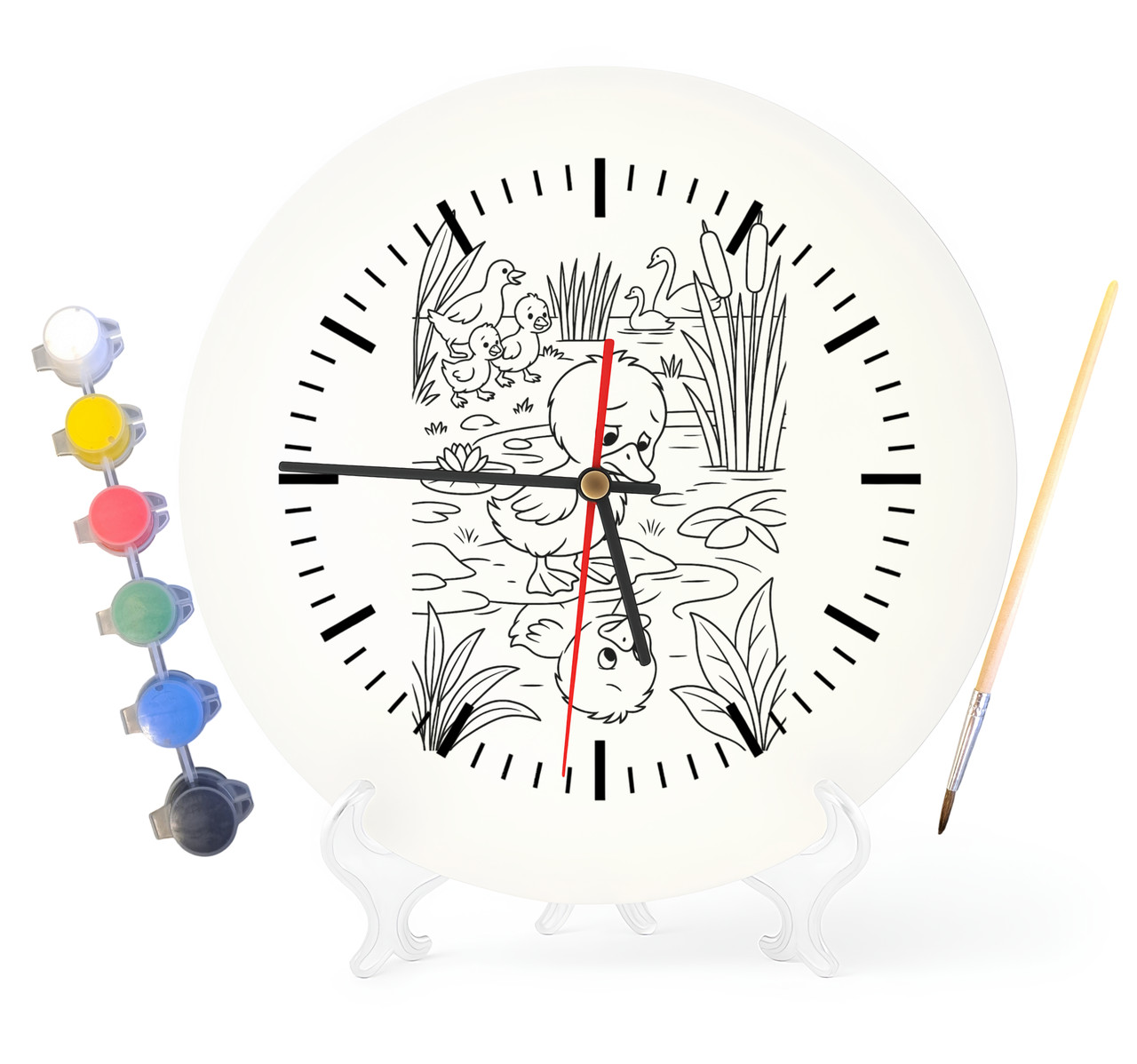 Дитячий набір для творчості годинник-розмальовка Гидке каченя (за мотивами книги Ганса Крістіана Андерсена) 30 см (Г0018), фото 1