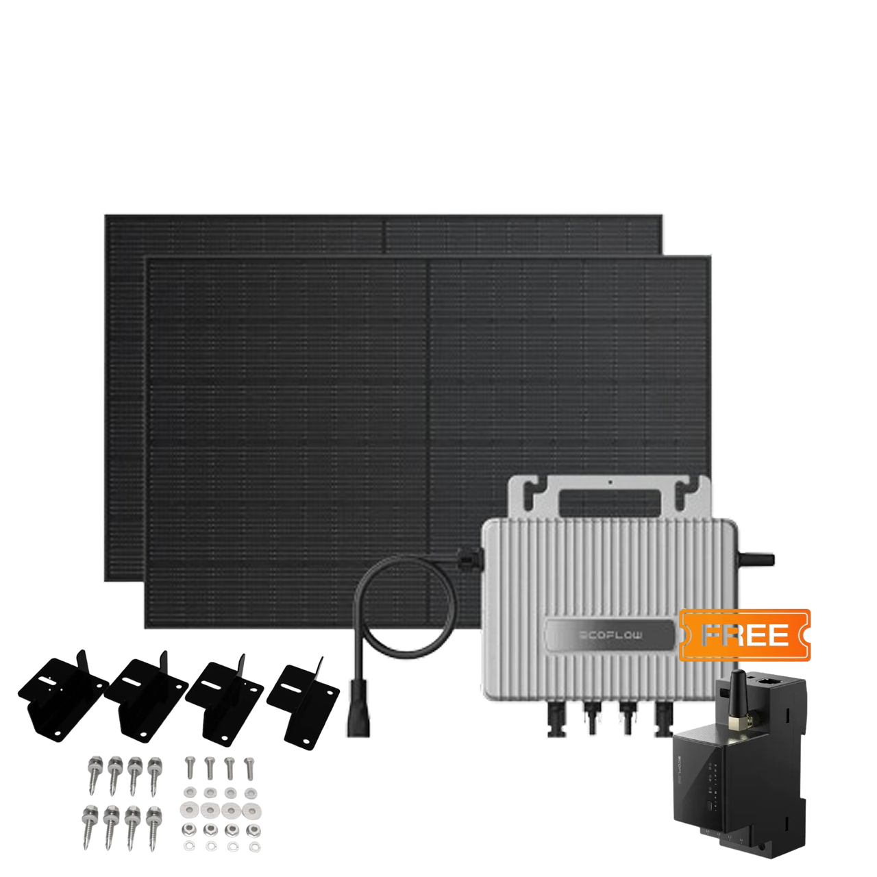 Комплект EcoFlow STREAM Microinverter/2*400W Rigid Solar Panel Combo/Розумний лічильник Smart Meter/Cистема кріплень EcoFlow Rigid