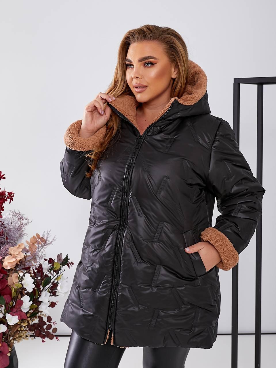 Жіноча тепла куртка Т-1534 в розмірах 50-62, фото 1