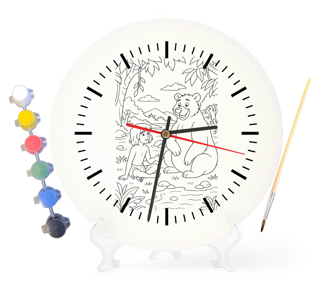 Дитячий набір для творчості годинник-розмальовка Мауглі (за мотивами Книги джунглів Редьярда Кіплінга) 30 см (Г0020), фото 1
